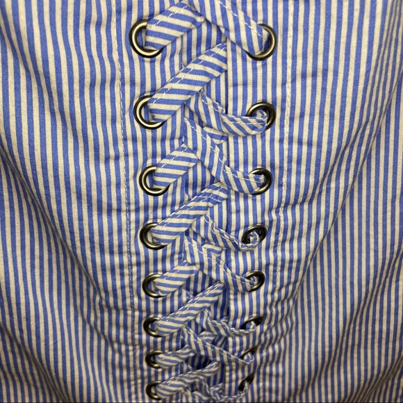 TORRID Blue & White Striped Lace Up Cami - Picture 7 of 13